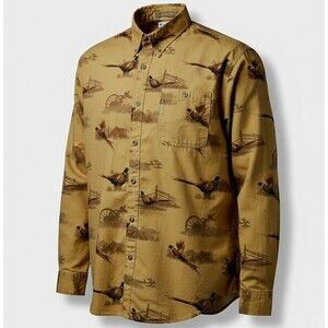 Columbia River Lodge Shirt Mens Size Large L Pheasant Bird Print Outdoors Cotton